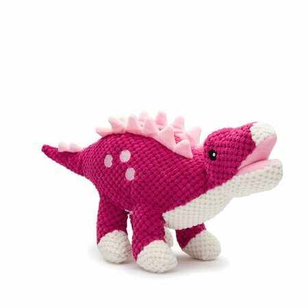 BUGBICHO Floppy Stegosaurus Dinosaur Dog Toy - Pink - Small BU3081114